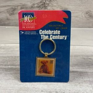 Vintage “Celebrate the Century" USPS Teddy Bear Collectable Key Chain NOS